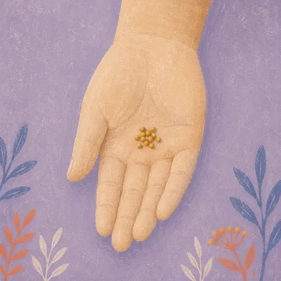 Mustard Seeds Resting in Open Palm