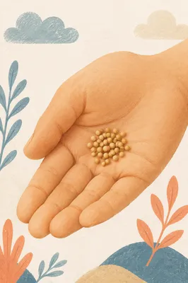 Mustard Seeds Resting in Open Palm