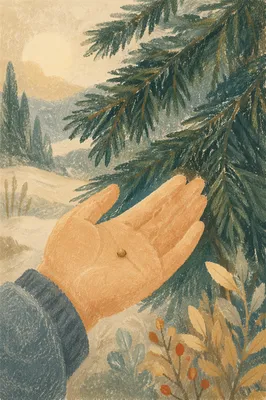 Mustard Seed Resting in a Winter Palm