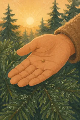 Mustard Seed in Palm at Sunrise