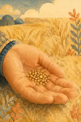 Mustard Seeds Resting in Open Palm