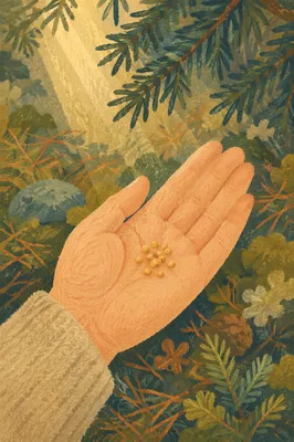 Mustard Seeds in an Evergreen Palm