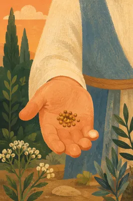 Mustard Seeds Resting in Open Palm