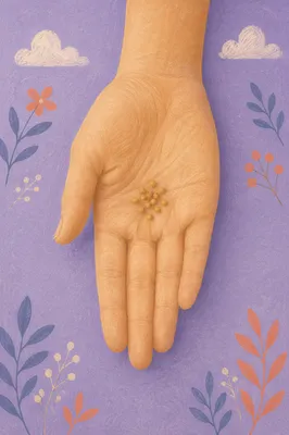 Mustard Seeds Resting in Open Palm