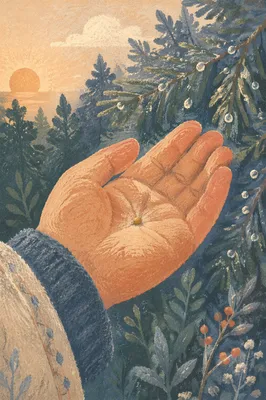Mustard Seed Resting in Weathered Palm