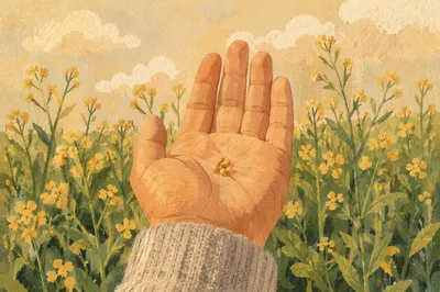 Mustard Seeds Resting in an Open Palm
