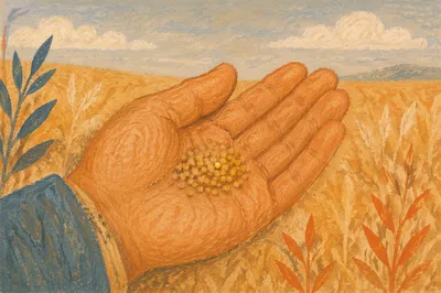 Mustard Seeds Resting in Open Palm