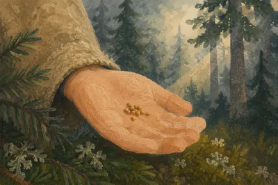 Mustard Seeds Resting in Open Palm