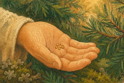 Mustard Seeds Resting in Open Palm