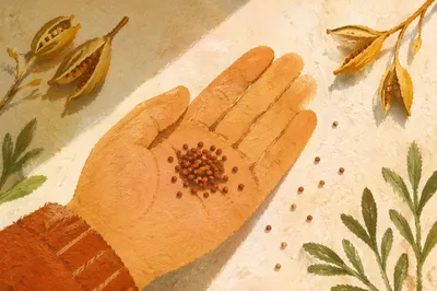 Mustard Seeds Resting in Open Palm