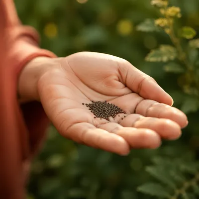 Mustard Seeds Resting in an Open Palm