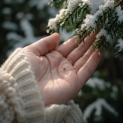 Mustard Seed Resting in Winter Palm