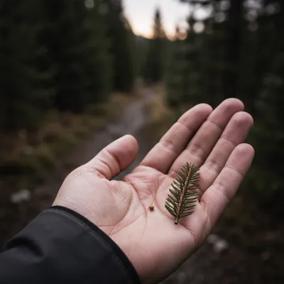Mustard Seed in Open Palm at Dusk