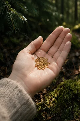 Mustard Seeds Resting in Open Palm