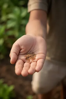 Mustard Seeds Resting in Open Palm