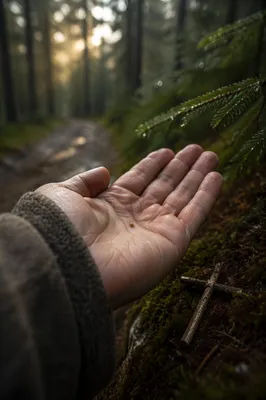 Mustard Seed in Palm on Evergreen Path