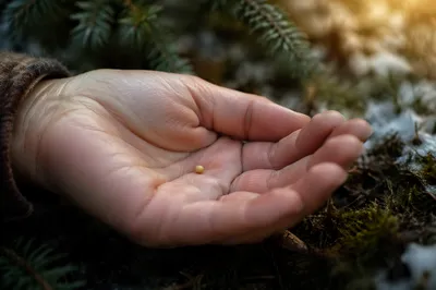 Mustard Seed Resting in Open Palm