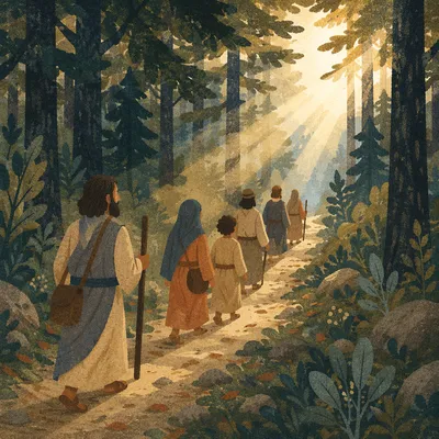 Narrow Evergreen Forest Path Toward Morning Light