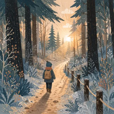 Narrow Forest Path Toward Golden Light