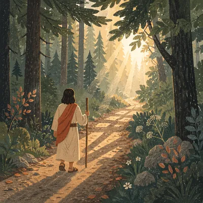 Narrow Forest Path Toward Morning Light