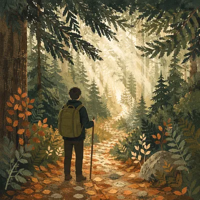 Narrow Forest Path Toward Hopeful Light