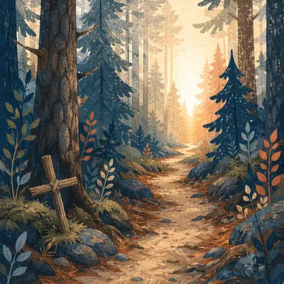 Narrow Forest Path Toward Morning Light