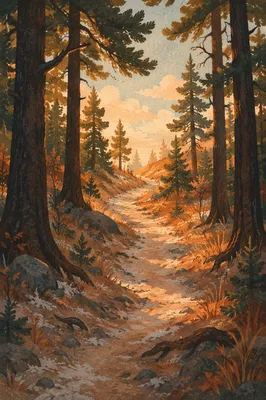 Hopeful Evergreen Forest Path Toward Light