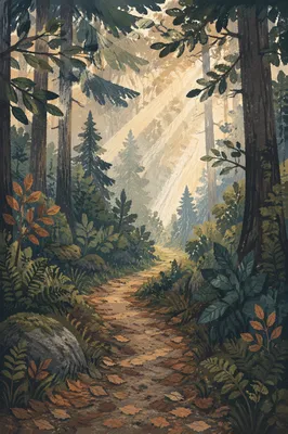 Hopeful Forest Path Through Morning Light