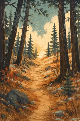 Narrow Evergreen Path Toward Morning Light