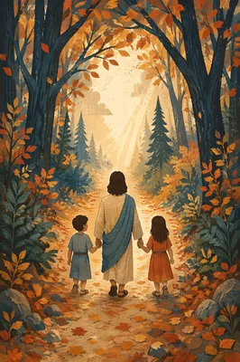 Hopeful Forest Path Toward Glowing Light