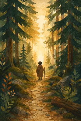 Narrow Evergreen Path Toward Morning Light