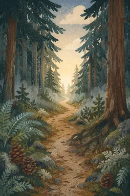 Hopeful Forest Path Toward Morning Light