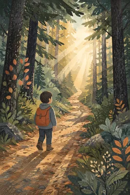 Narrow Forest Path Toward Morning Light