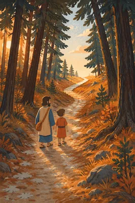 Narrow Forest Path Toward Glowing Light