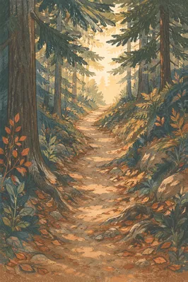Narrow Forest Path Toward Morning Light