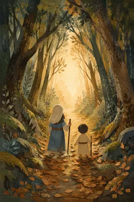 Narrow Evergreen Path Toward Golden Light