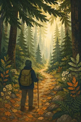Narrow Forest Path Toward Hopeful Light