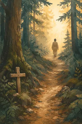 Narrow Forest Path Toward Morning Light