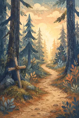 Narrow Forest Path Toward Morning Light