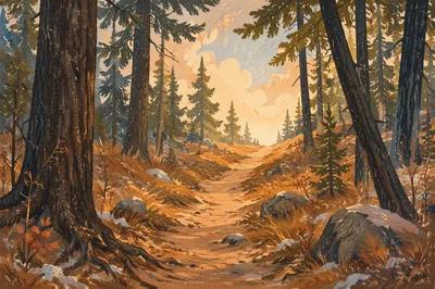 Narrow Forest Path Toward Warm Morning Light