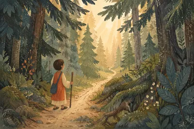 Narrow Forest Path Toward Morning Light