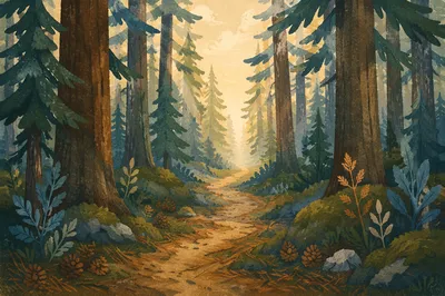 Hopeful Forest Path Toward Morning Light