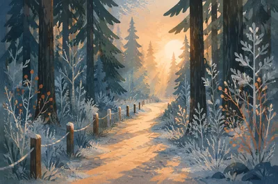 Narrow Forest Path Toward Morning Light
