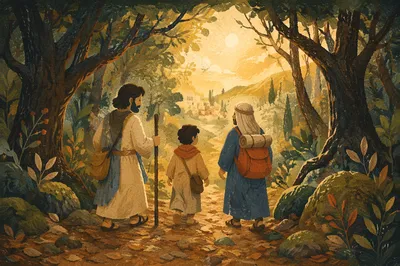 Narrow Forest Path Toward Golden Light