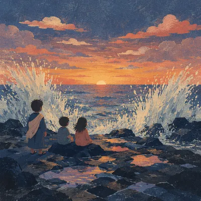 Sunrise Waves Crashing Over Coastal Rocks