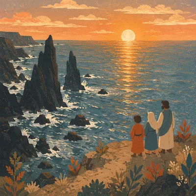 Sunrise Waves Over Volcanic Rock Coast