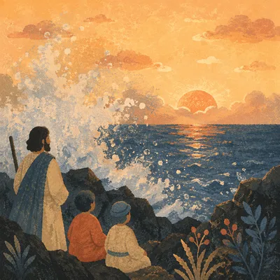 Sunrise Waves Crashing on Volcanic Rocks