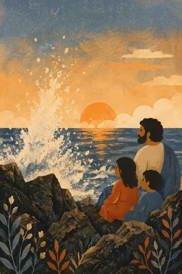 Ocean Waves Crashing at Golden Sunrise