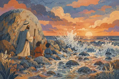 Sunrise Waves Crashing on Coastal Rocks
