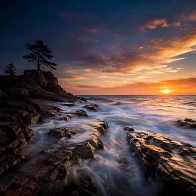Sunrise Waves Crashing on Evergreen Coast